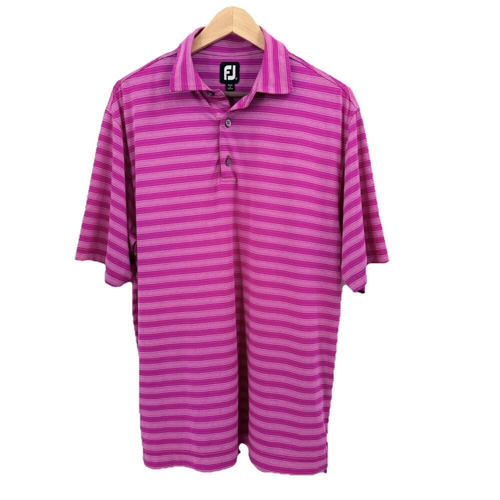 FootJoy Pink Striped Golf Polo Shirt Mens Size Medium